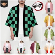 ⚠️CLEARANCE ⚠️ Anime Demon Slayer Kamado Tanjiro Nezuko Tomioka Cosplay Daily Kimono Shirt 3/4 Sleev