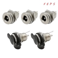 FEPS DC Power Female Socket Jack, Metal 5.5 x 2.1mm DC Jack Adapter, DC Power Jack Socket DC-099 Dur