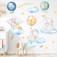 Wall decoration Decal - 3 elephant angels holding balloons for fun