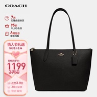 蔻驰（COACH）【官方直供】奢侈品女士中号手提单肩托特包黑色皮质4454IMBLK