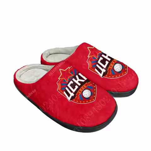 ВК ЦСКА Москва VC CSKA Moscow Volleyball Cotton Slippers Men Women Plush Casual Keep Warm Home Shoes