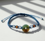 冰種黃加綠翡翠平安扣編織手鍊 | 天然A貨翡翠 | 送禮