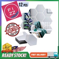 🇲🇾READY STOCK 🇲🇾12 Keping Cermin Perhiasan Berbentuk hexagon/12 Pcs Mirror Geometric Hexagon Acrylic Wall