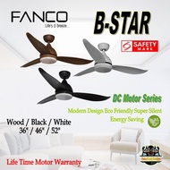 Fanco B-Star Ceiling Fan With Remote Control And 3 Tones LED Light / 36 46 52 Inches / Fan / Comes I