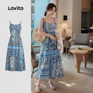 Lovito Gaun Bohemian Bertali Musim Bunga/Panas Kasual untuk Wanita L142ED610
