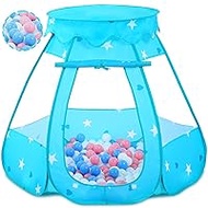 Baby Ball Pit for Toddler with 50 Balls, Kids Pop Up Play Tent for Girls, Princess Toys for Children Indoor &amp; Outdoor Playhouse with Carry Bag (Bule: Pink/White/Babyblue, 109x90cm/50 Balls)