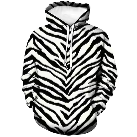 Men's Fashion Leopard Zebra 3D Print Graphic Hoodie Streetwear Long Sleeve Sweatshirt Casual Pullove