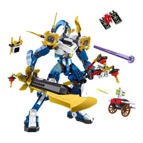 Animated Film Movie Jay Walker's Titan Mech Building Blocks Skeleton Soldier Katana Assembly Bricks 