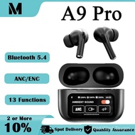 A9Pro Wireless headset Touch Screen Earbuds Bluetooth 5.4, ANC Wireless Earbuds with Screen Controll