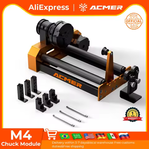 ACMER M4 Chuck Module Rotating Module 360° Rotating 4-in-1 Rotary Engraving for Cylindrical Cans Bot