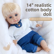 14 inch/35cm-3D 3D three-dimensional cotton body simulation doll with facial features, baby doll wit