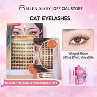 Mlen Diary Fox Style Lightweight Cluster 3D Reusable Lashes with Glue 9-14.5MM Soft False Eyelashes