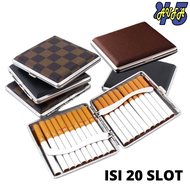 TEMPAT ROKO ISI 20 SLOT BAHAN METAL DAN KULIT KOTAK BUNGKUS ROKOK ELEGAN CASE 20 SLOT ROKO2 MURAH IS