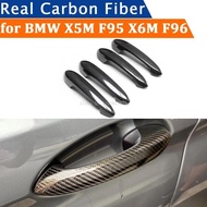 For BMW X5M F95 X6M F96 2020-2023 Accessories Real Carbon Fiber Door Handle Cover Frame Sticker Exte