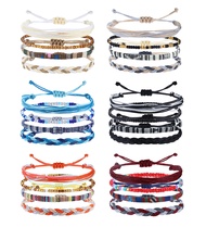 24 Pcs Boho Surfer Bracelet Anklet Adjustable Beaded Anklets Handmade Braided Bracelet Colorful Ankl
