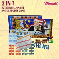 2 in 1 Jutaria Billionaire and Draughts Board Game Classic Fun Challenge Family Friend/Papan Permain