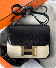 有單💓 Hermes Mini Constance 黑金 蜥蜴皮
