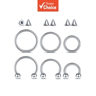 Nose Septum Ring 6Pcs/Set Surgical Steel 16G Horseshoe Hoop 8mm 10mm 12mm Multi Color Piercing Decor
