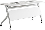 YVYKFZD Folding Conference Table, Flip Top Mobile Meeting Table, Rolling Conference Room Table with 