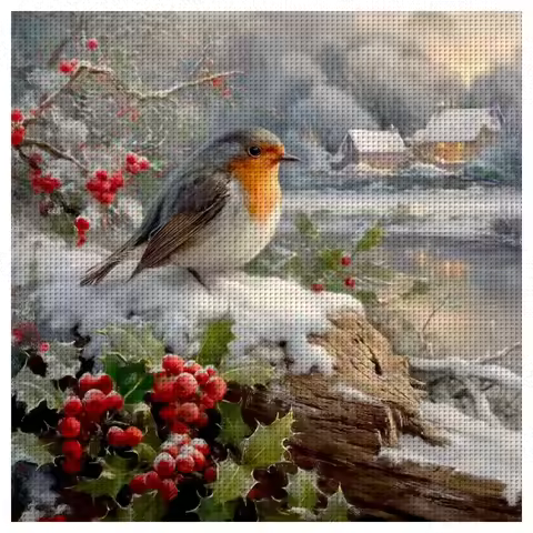 ThreadLux Counted Cross Stitch Kit 40x40cm/11.8x15.7in Easy-to-Follow Holiday Gift Family Decorative