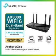 TP-Link Archer AX55 AX3000 Dual Band Gigabit Wi-Fi 6 Router เราเตอร์ไวไฟ 6 เร้าเตอร์