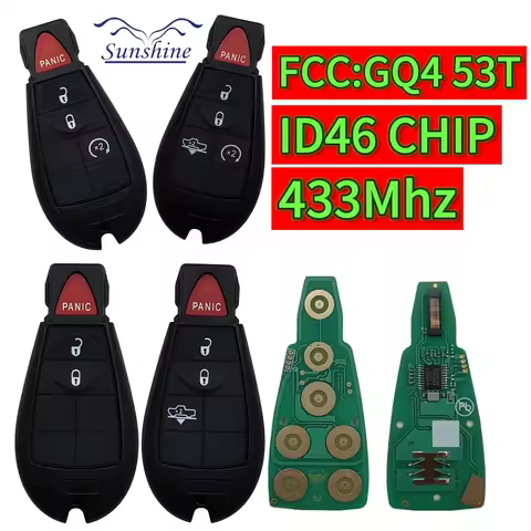 2PCS GQ4 53T 433MHz ID46 CHIP Smart Remote Control Key For Jeep Cherokee Sport KL Dodge RAM Chrysler