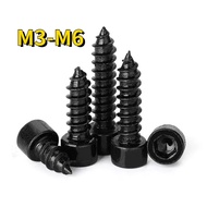 [XJK] Grade 8.8 Black Hexagon Socket Self-Tapping Screw Black Cup Head Hexagon Socket Wood Screw M3 M3.5 M4 M5 M6