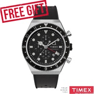 Timex TMTW2V70000UJ Women's Q Timex Three Time Zone Chronograph Silicone Watch