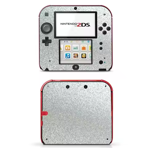 Shining Silver Bling Glitter Vinyl Skin Sticker Protector for Nintendo 2D Skins Stickers