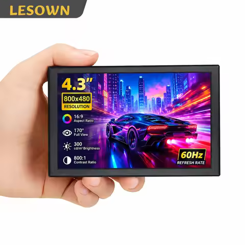 LESOWN 16:9 miniHDTV Port 4.3" CCTV Test Monitor Mini LCD Second Screen Matte Black Alloy No Driver