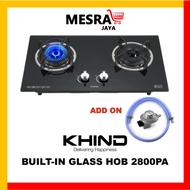 KHIND BUILT-IN GLASS HOB HB802G2 2800PA DAPUR GAS KACA TANAM