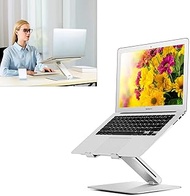 Height Adjustable Aluminum Laptop Stand | Ergonomic Design &amp; Lightweight Stand Compatible with 15.6" MacBook Pro/Air, Dell, Hp, Samsung, Apple Laptop | Stylish Foldable Laptop Holder for Office Desk