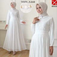 Kaftan Dress Muslimah Elegan Abaya Raya 2024 Viral Cantik Arabic Style Plus Size Jubah Putih Fashion Premium 80520