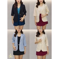 LX FASHION 26413 (FREE SIZE) Womens Blazer Korean Minimalist Outwear 3/4 Sleeve Loose Fit Coat