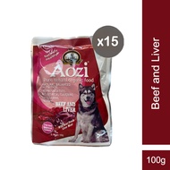 Aozi Organic Wet Dog Food Beef and Liver - 100g Pouch 15 PCS