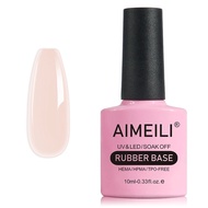 AIMEILI Hema Free Rubber Base Gel For Nails, Soak Off U V LED Clear Sheer Gel Nail Polish, 4 in 1 Na
