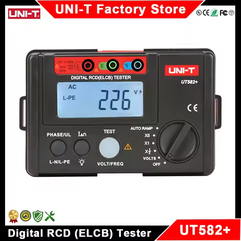 UNI-T UT582+ Digital RCD ELCB Tester AUTO RAMP Electric Circuit Breaker Finder Professional Leakage 