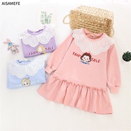 AISAMEFE New Doll Collar Snow White Dress Kids Clothes Girls Frozen Dress Cotton Fashion Elsa Dress 