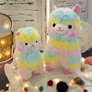 alpaca soft toy patung alpaca plushie Rainbow Alpaca Doll Colorful Grass Mud Horse Plush Toy Sheep M