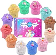 12 Pack Butter Slime Kit with Unicorn Cute Slime Charms, Educational Mini Scented Slime Party Favors Toys, Super Soft &amp; Non-Sticky, for Girls Boys Kids