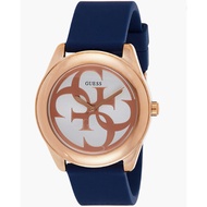 Guess Watches Guess Ladies Rose Gold Watch White Logo Dial And Blue Silicone Strap W0911L6 W0911L3
