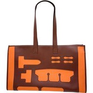 HERMES/愛馬仕 Petit H Tote GM 手袋 帆布/皮革ブラウン/橙色 女款