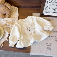 CY7736 Children's Sweatshirt 2026 Spring Girl Puppy Letter Print Cute Lace