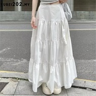 Korean Style White Skirt Baggy Skirt Kembang White Long Skirt Skirt Putih Black Skirt A Cut Retro Sk