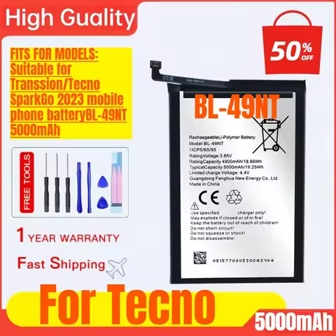 BL-49NT for Tecno Spark Go 2023/Pop 7 Pro Mobile Phone Battery High Quality High Capacity Battery Re