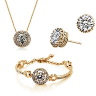 SSA 3in1 Classic Hearts Arrows SK Crystal Platinum Plated Jewelry Set