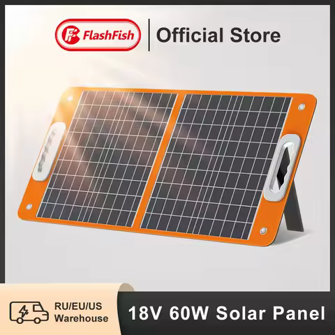 FF Flashfish 18V 60W Foldable Solar Panel Portable Solar Charger with DC Output USB-C QC3.0 for Phon