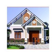 Dk131 8m7x17m Thai Roof House Design Drawing Printed on A3 Paper, Full 3D Color, Architecture, Struc