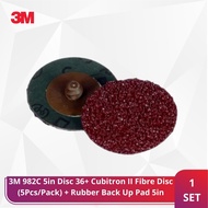3M 982C 5in Disc 36+ Cubitron II Fibre Disc (125MM x 22MM) (5Pcs/Pack) + Rubber Back Up Pad 5in For 