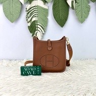 HERMES Mini Evelyne 金棕色金扣 Z Stamp 斜肩包
